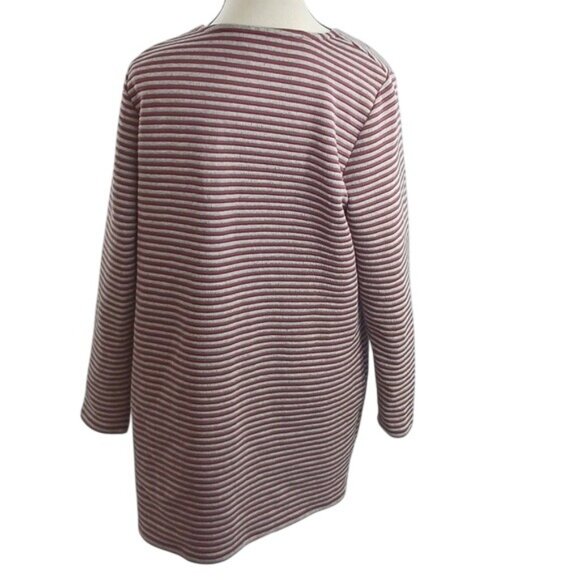 Christopher & Banks Open Front Cardigan Womens M Petite Maroon Striped Classic - Picture 5 of 9